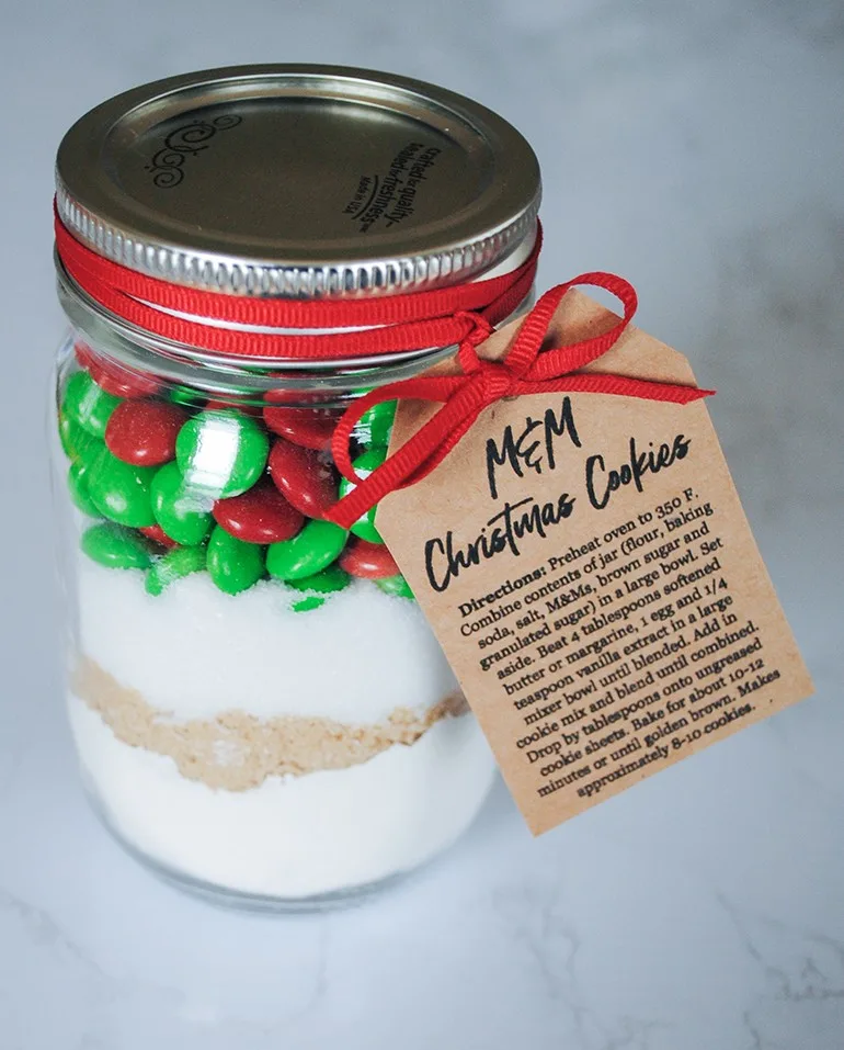 Christmas M&M's Cookies in a Jar • Sarahs Bake Studio