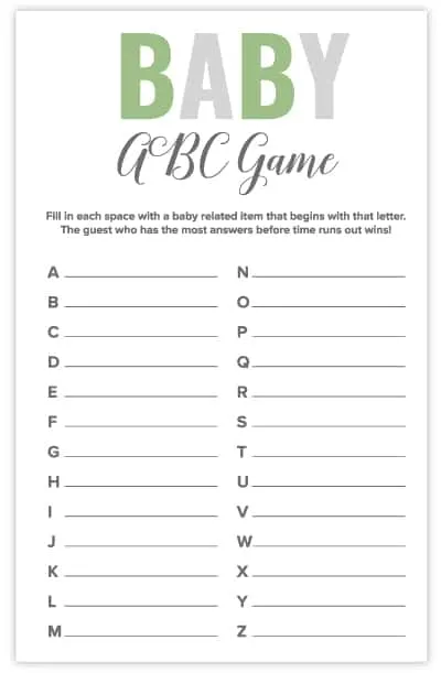 Free Printable Baby Shower Word Mining Game