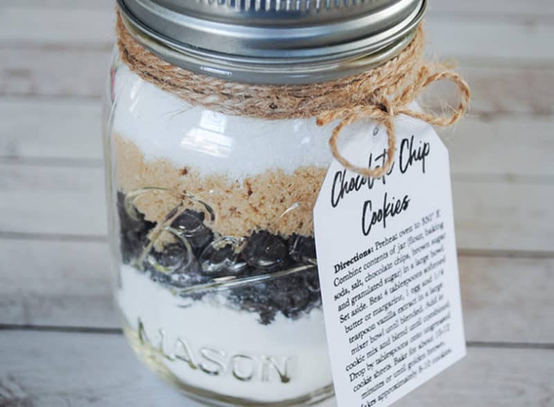 Chocolate Chip Cookie Mix In A Jar With Free Printable Recipe Tag