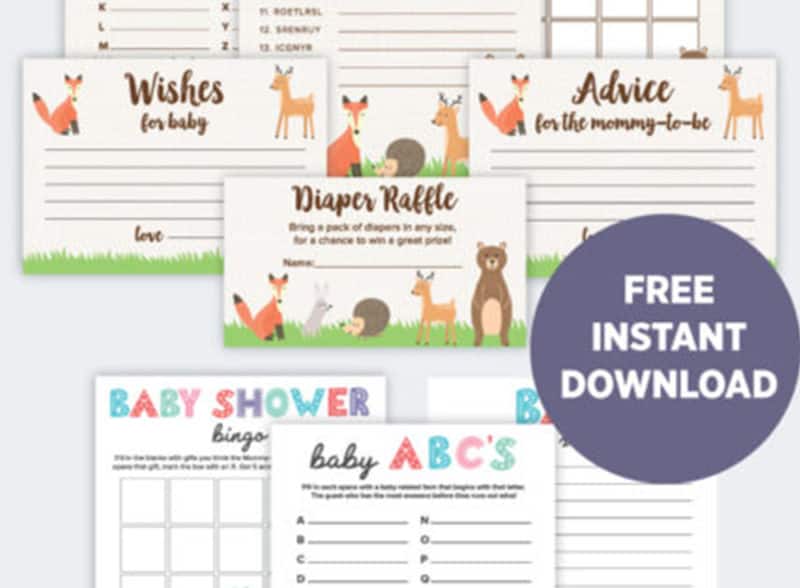 Woodland Baby Shower Games Bundle Woodland Baby (Instant Download