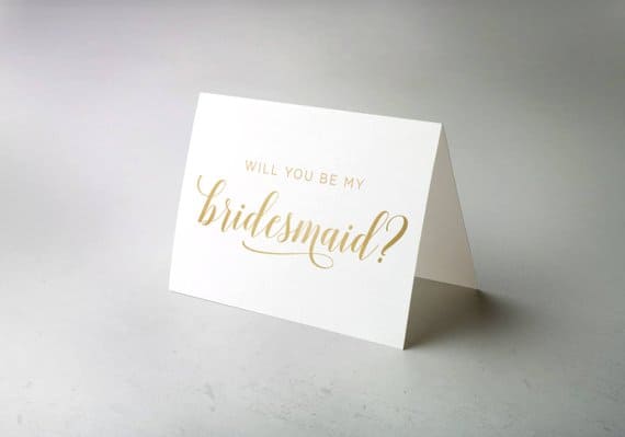 gold bridesmaid card