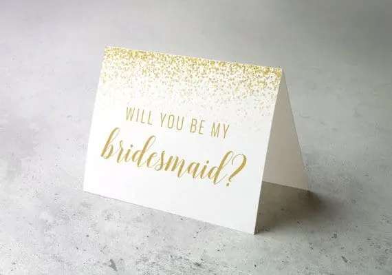 gold bridesmaid cards