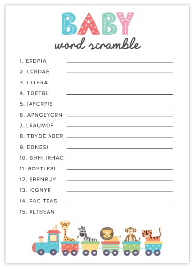 baby word scramble