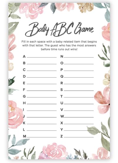 Abc Free Printable Baby Shower Game