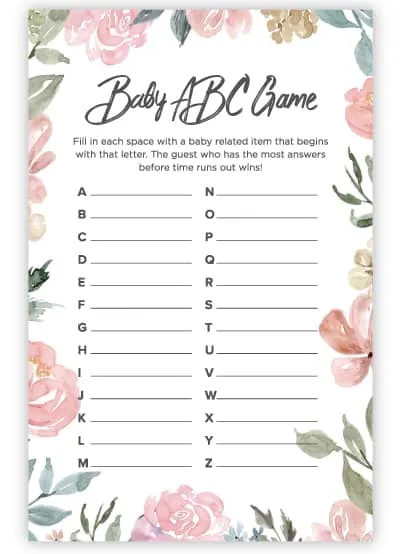 free printable baby shower games for girls