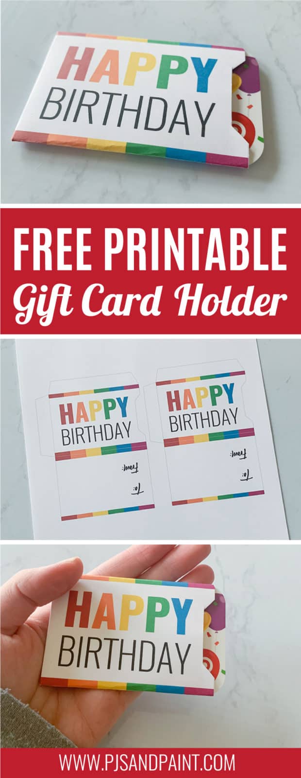 Free Printable Gift Card Holder | Happy Birthday | Instant Download