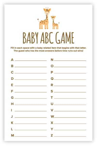 abc baby shower game answers