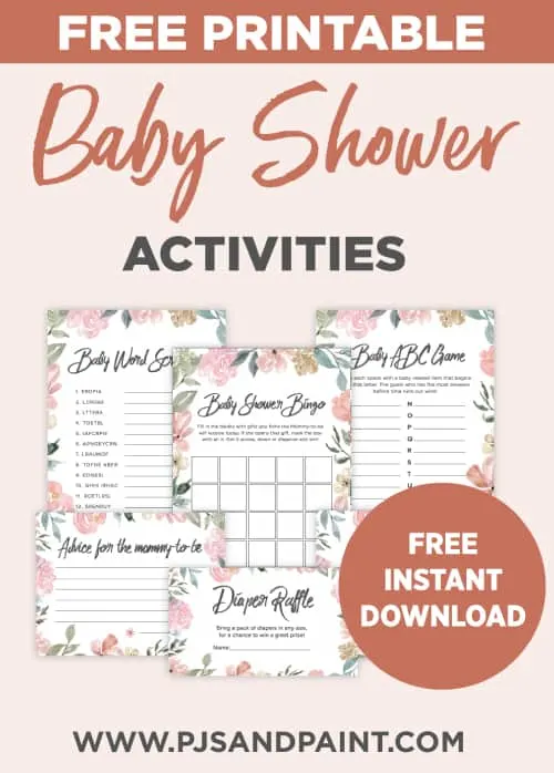 Floral Baby Shower Guessing Games - Free Printables - Pjs and Paint