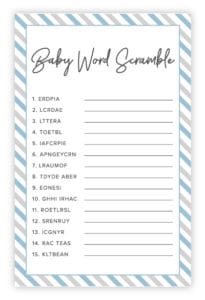 Free Printable Baby Shower Games - Volume 4 - Pink, Blue, Green