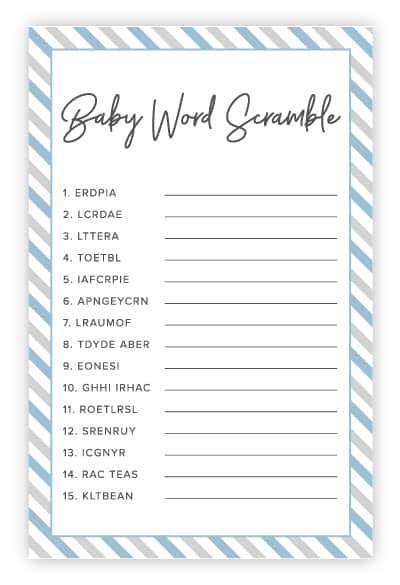 Free Printable Baby Shower Games Volume 4 Pink Blue Green
