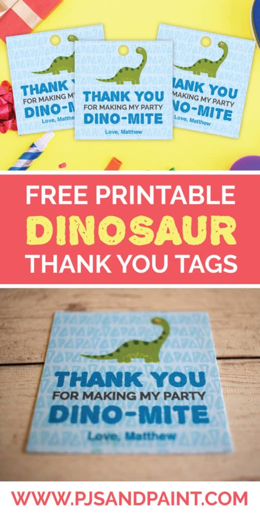 free dinosaur thank you tags