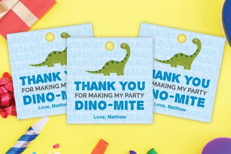 dinosaur thank you tags