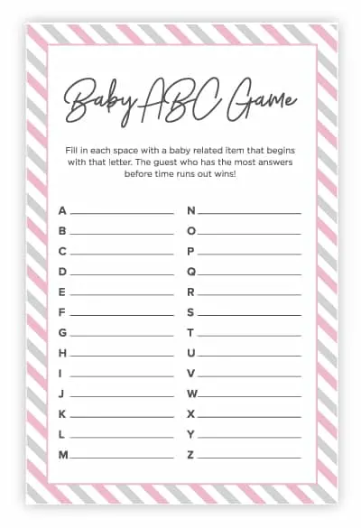 free printable baby shower games