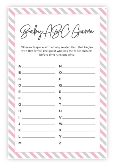 Free Printable Baby Shower Games Volume 4 Pink Blue Green