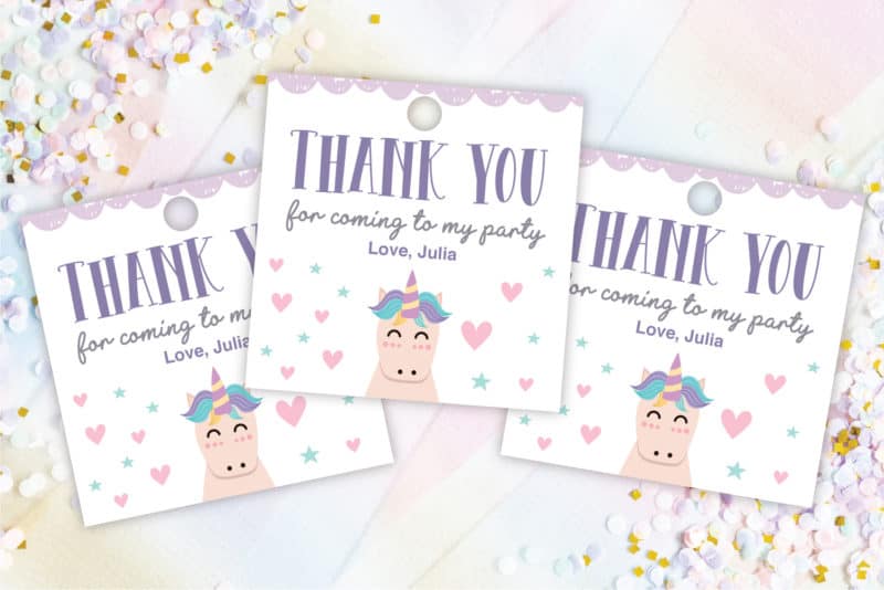 unicorn thank you tags