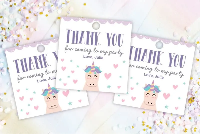 free printable unicorn thank you tags instantly download and print