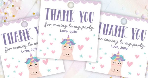 free printable unicorn thank you tags instantly download and print