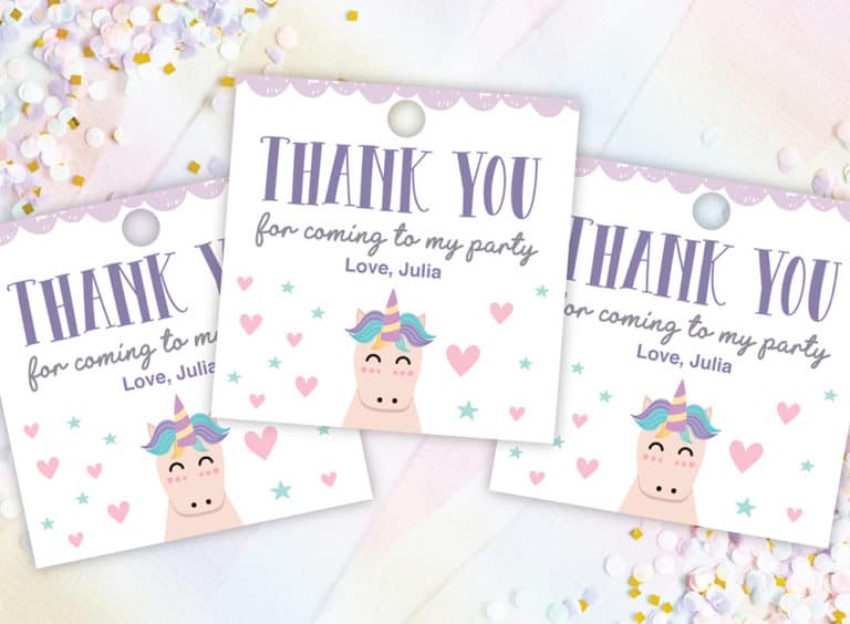 Free Printable Unicorn Thank You Tags