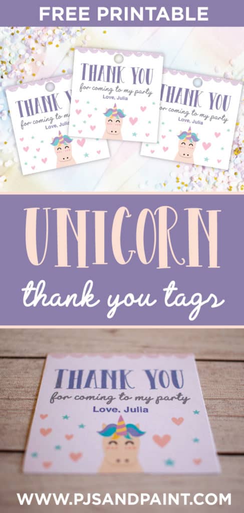 free printable unicorn thank you tags instantly download and print