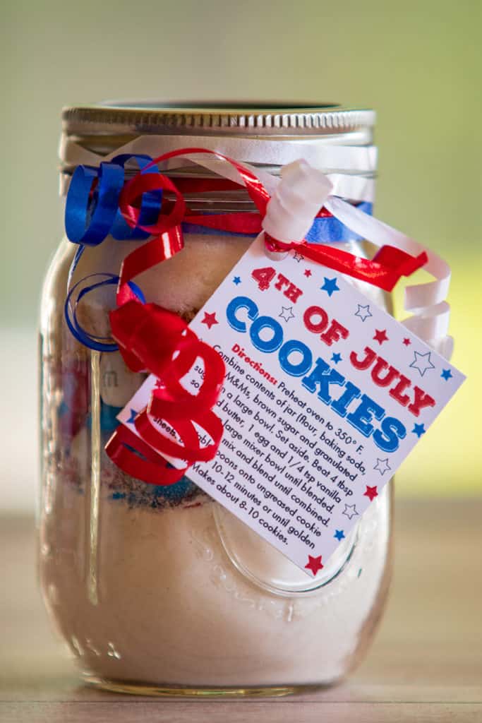 4th of July Cookies | Mason Jar Cookies | Free Printable Recipe Tag