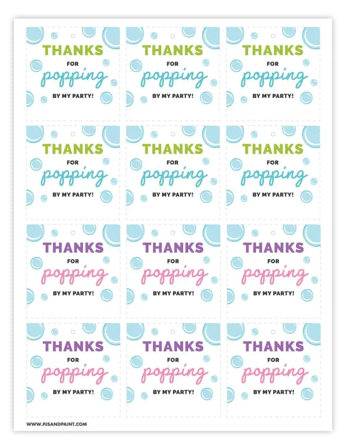 Bubble Party Favors | Free Printable Bubble Labels