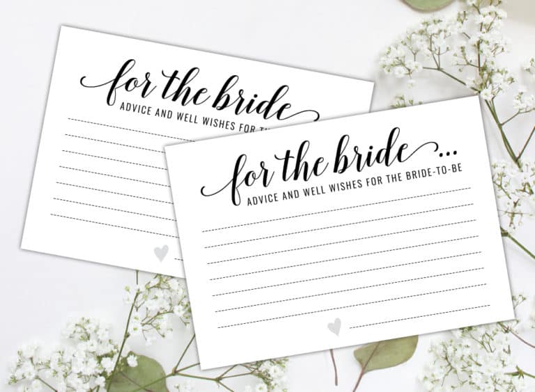 Free Printable Bridal Shower Games | Advice Cards