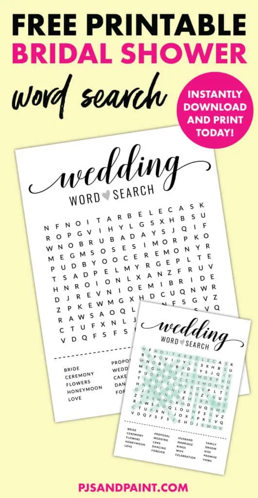 free printable bridal shower games word scramble