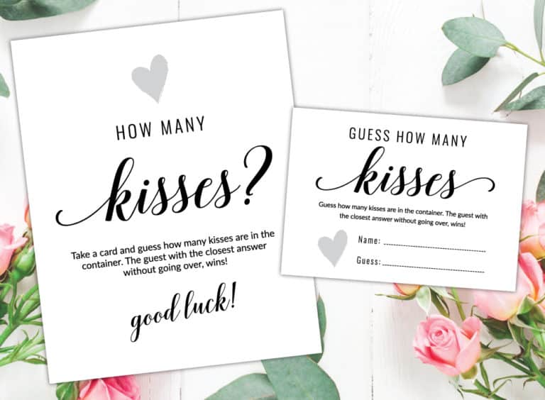 Free Printable Bridal Shower Games | Guess How Many Kisses