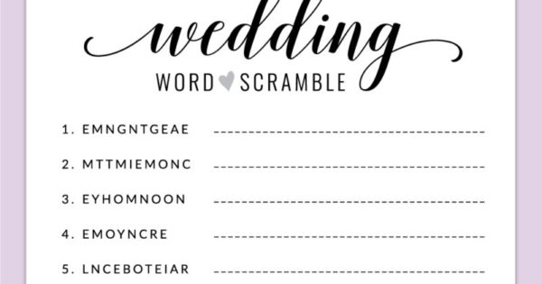 Free Printable Bridal Shower Games | Wedding Word Scramble