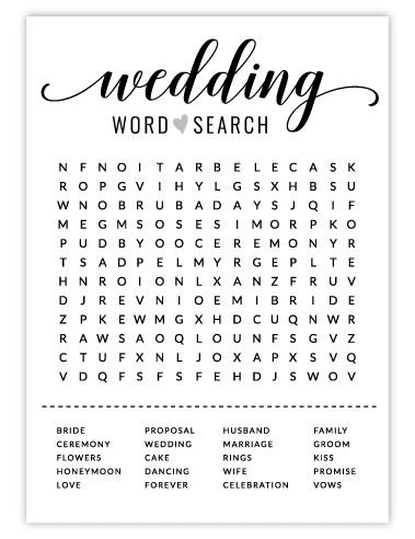 free printable bridal shower games wedding word search