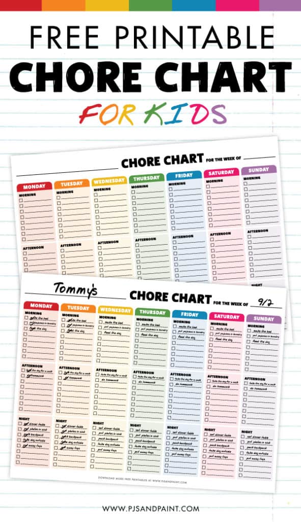 Free Printable Chore Chart PDF Template for Kids