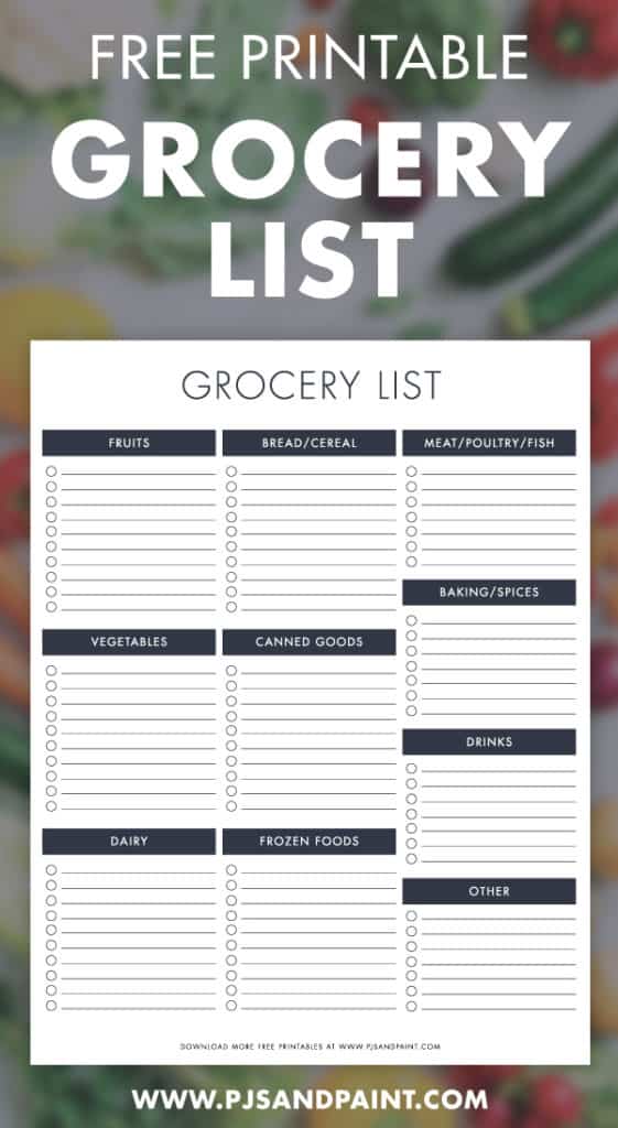 printable grocery lists