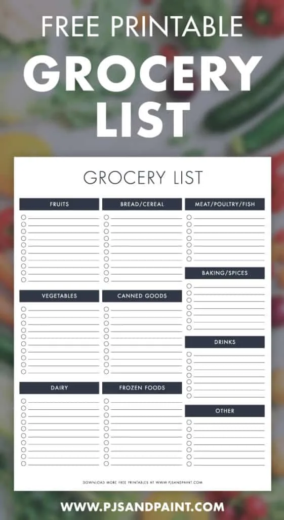 Download Free Printable Grocery List