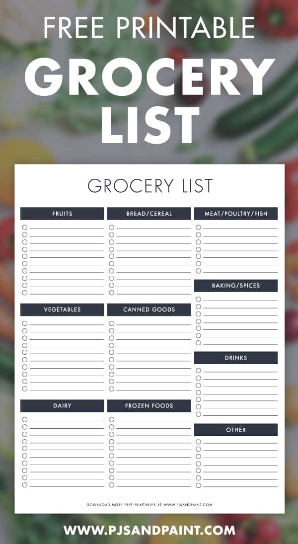 Download Free Printable Grocery List  Organized Shopping List