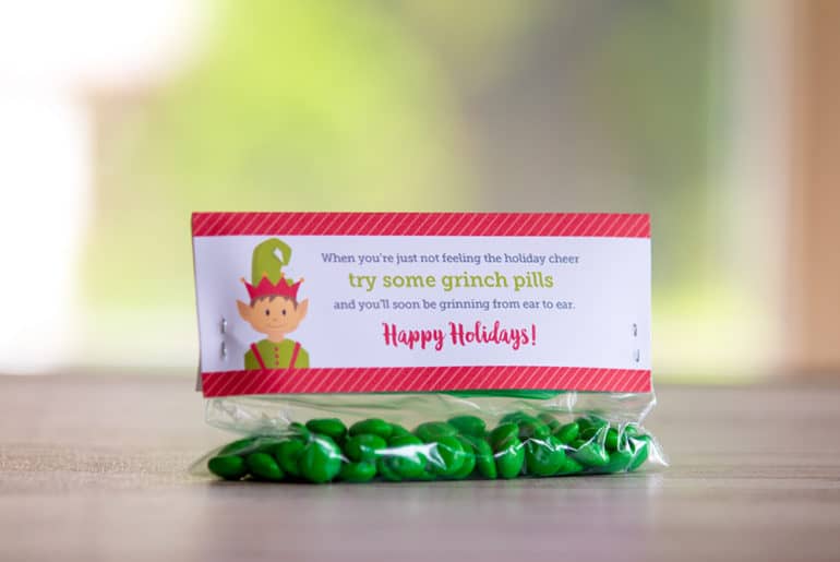 Grinch Pills | Free Printable Holiday Treat Bag Topper