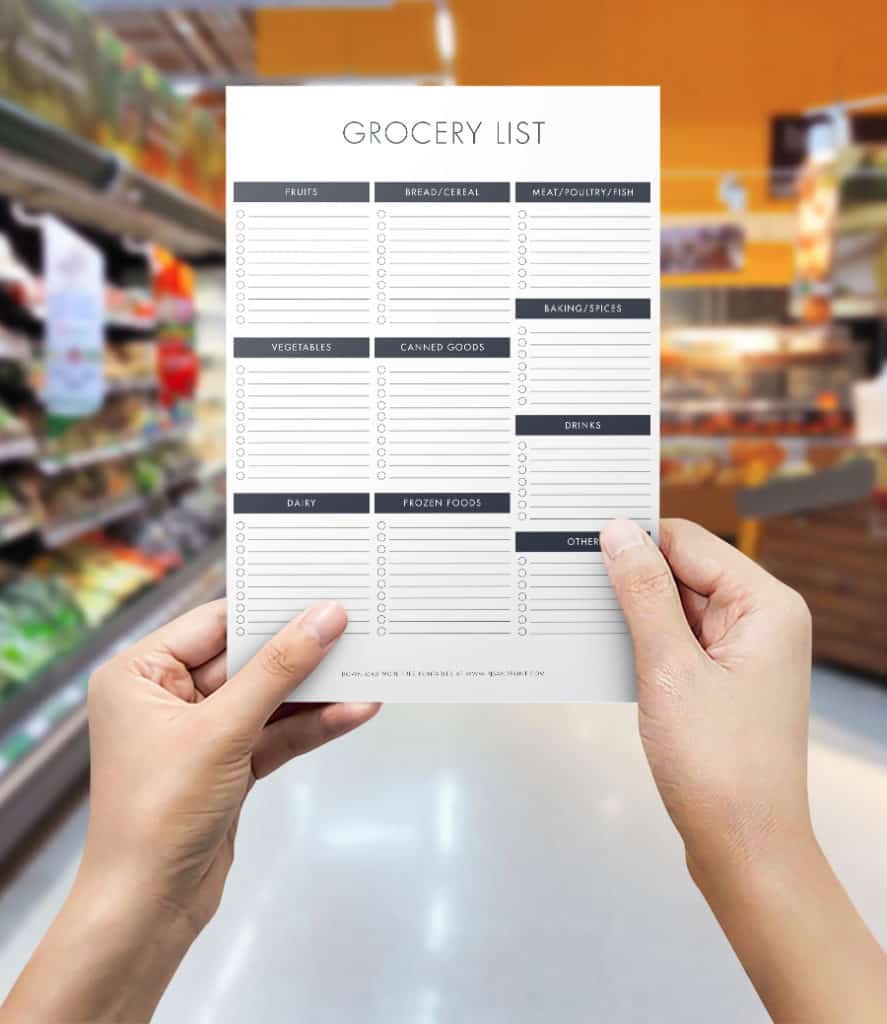 download free printable grocery list organized shopping list