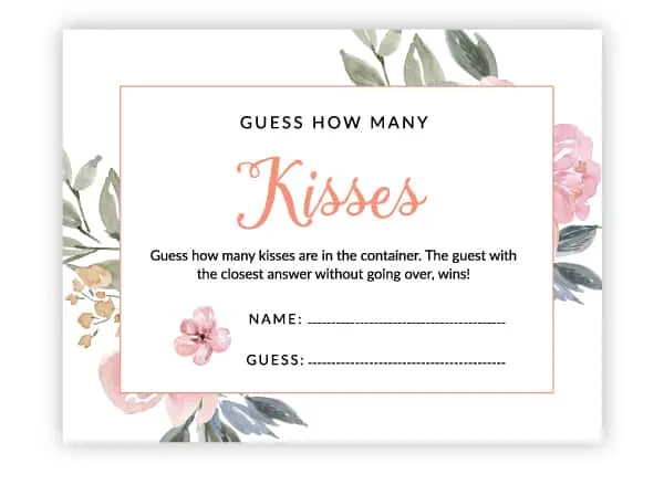 pink floral guess how many kisses