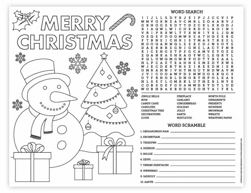 8.5x11 christmas placemat