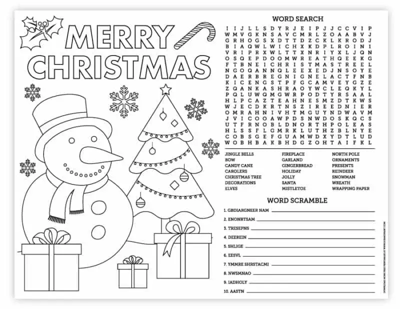 christmas word coloring pages