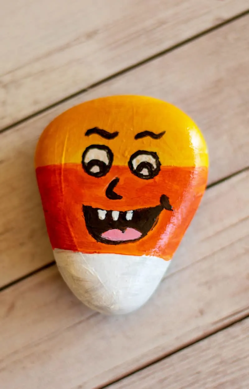 candy corn painted rock