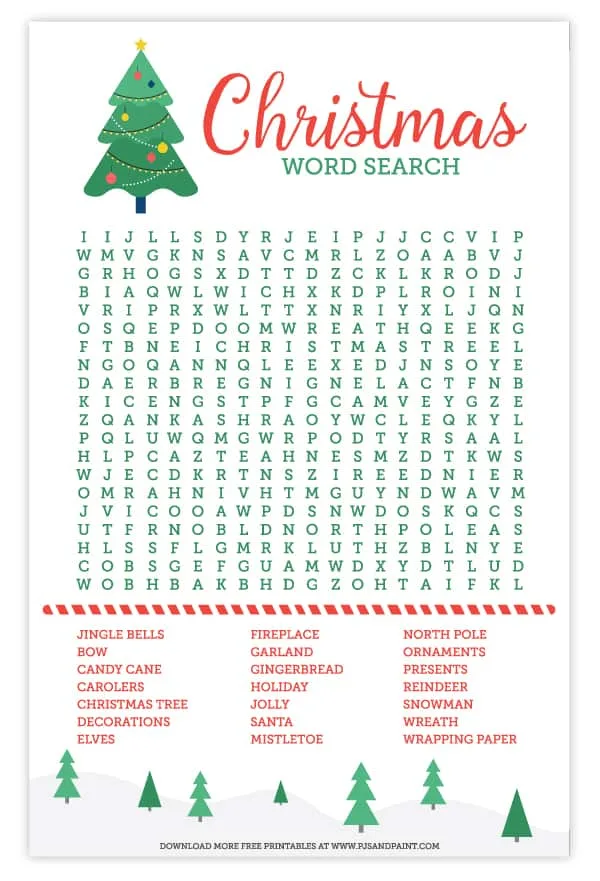 christmas word search printable