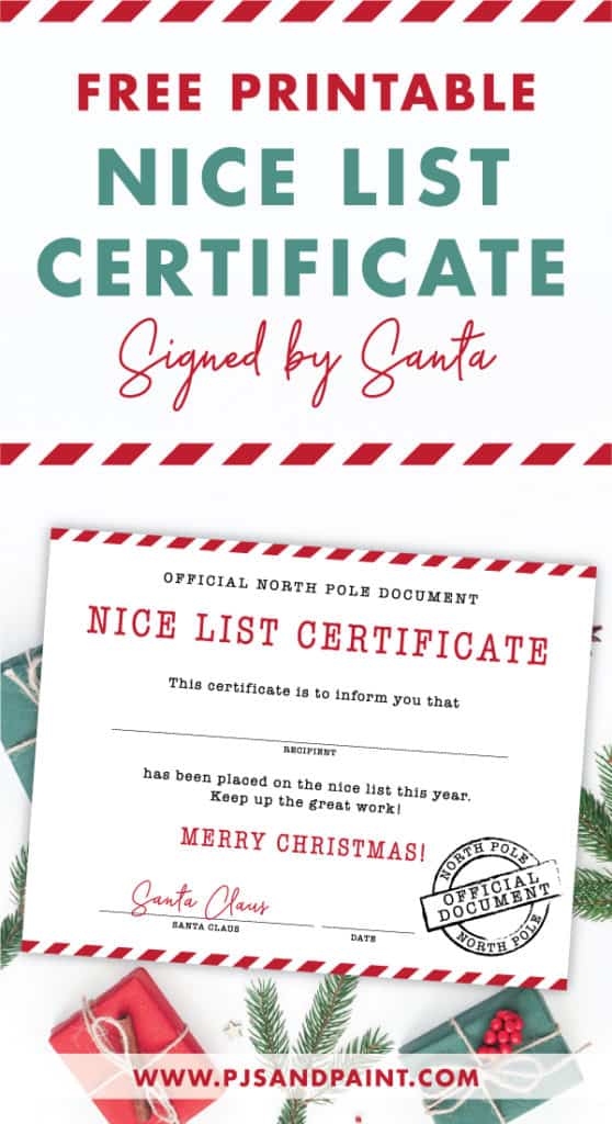 Free Printable Nice List Certificate