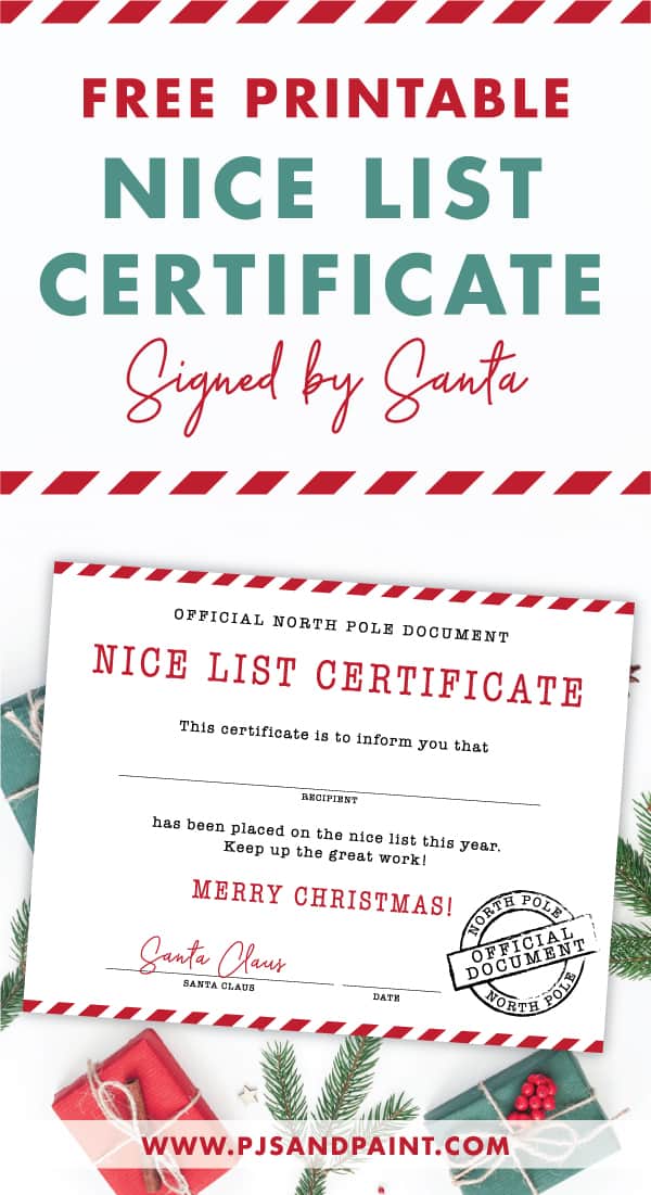 Certificate Template Free Printable Santa Nice List ...