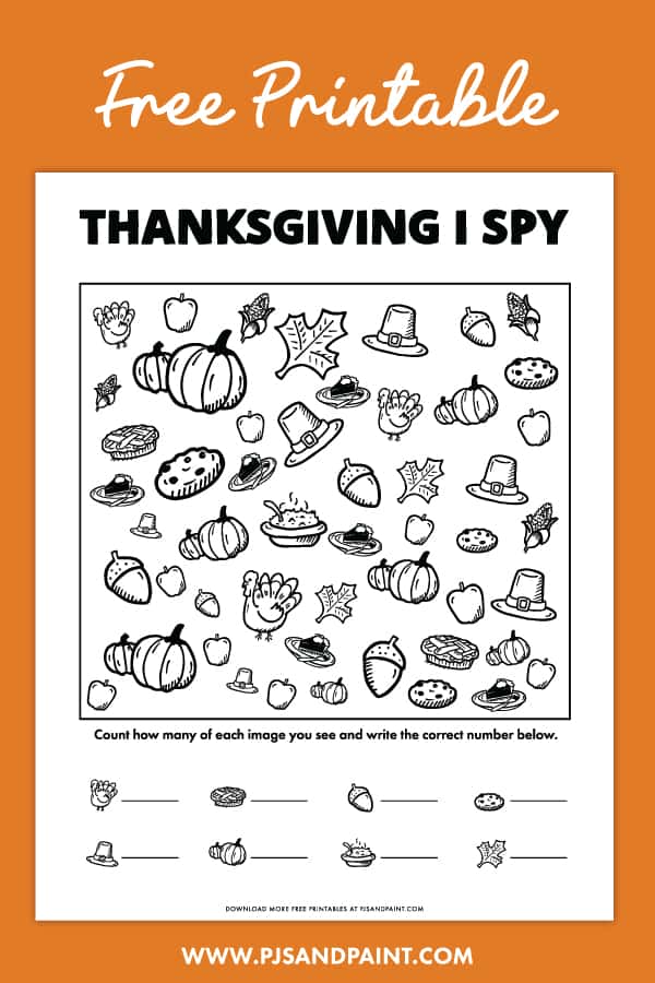 Thanksgiving I Spy Game Free Printable Thanksgiving Activities