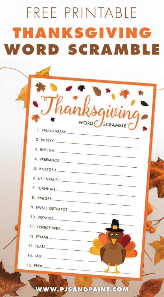 Free Printable Thanksgiving Word Scramble