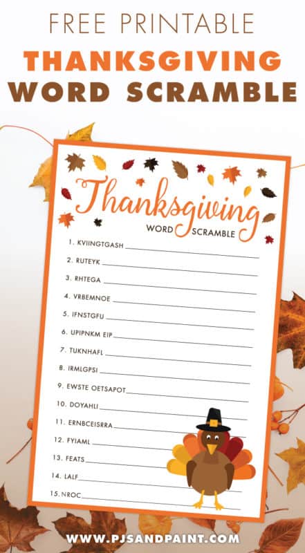 free printable thanksgiving word scramble pinterest