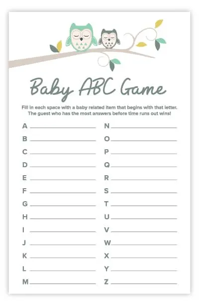 owl baby abc game