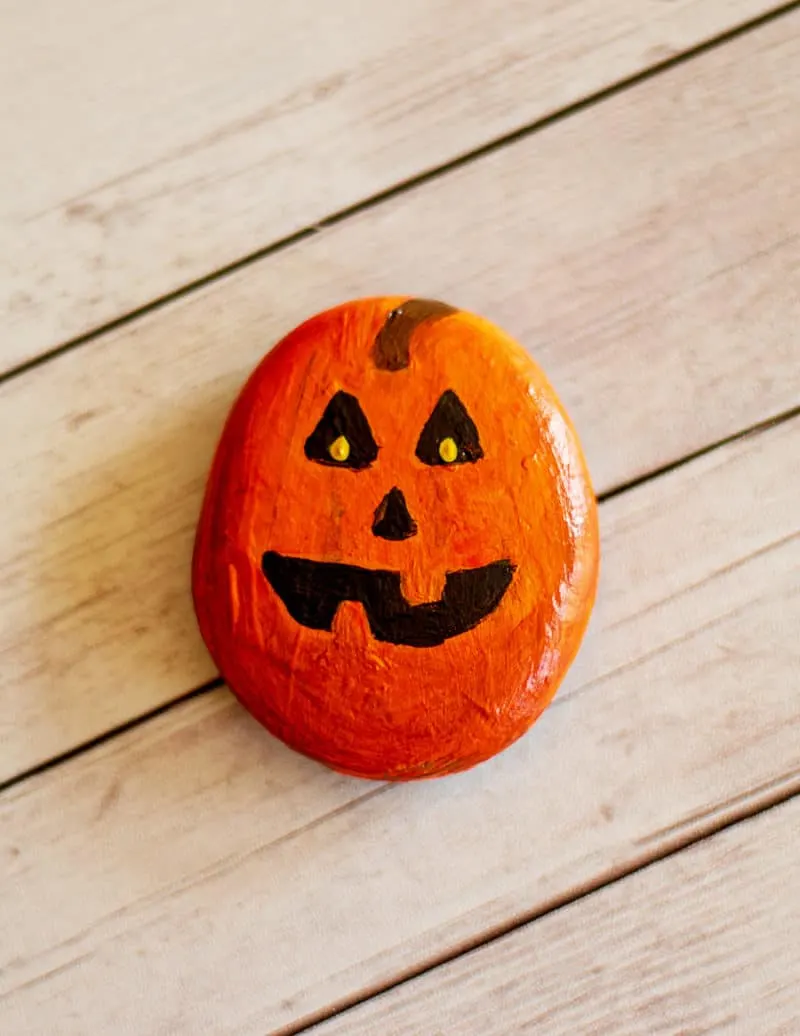 pumpkin painted rock