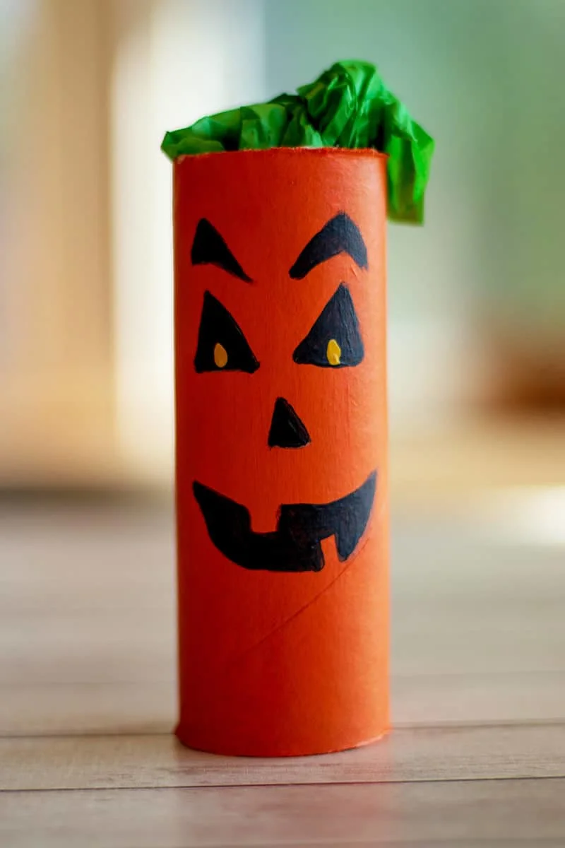 Halloween Toilet Paper Roll Pumpkin Craft | Halloween Crafts for Kids