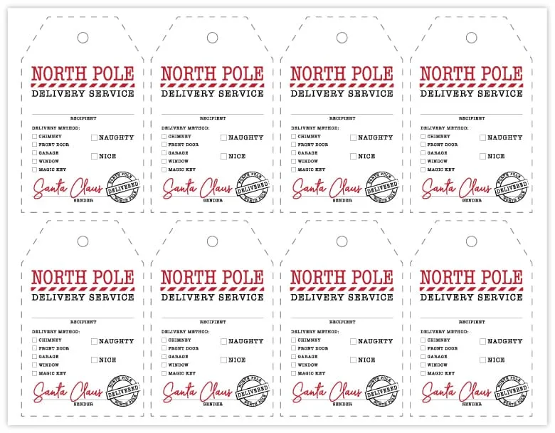 santa gift tags printable